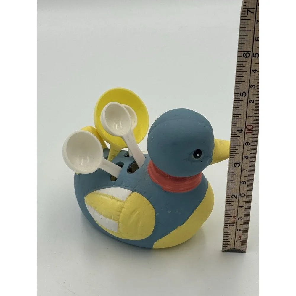 Vintage Handpainted Ceramic Duck With Measuring Spoons